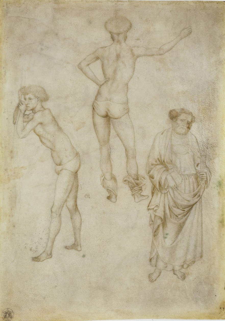 Kaksi mieshahmotutkimusta ja Pyhä Pietari, 1430-1435 tekijältä Antonio Pisanello