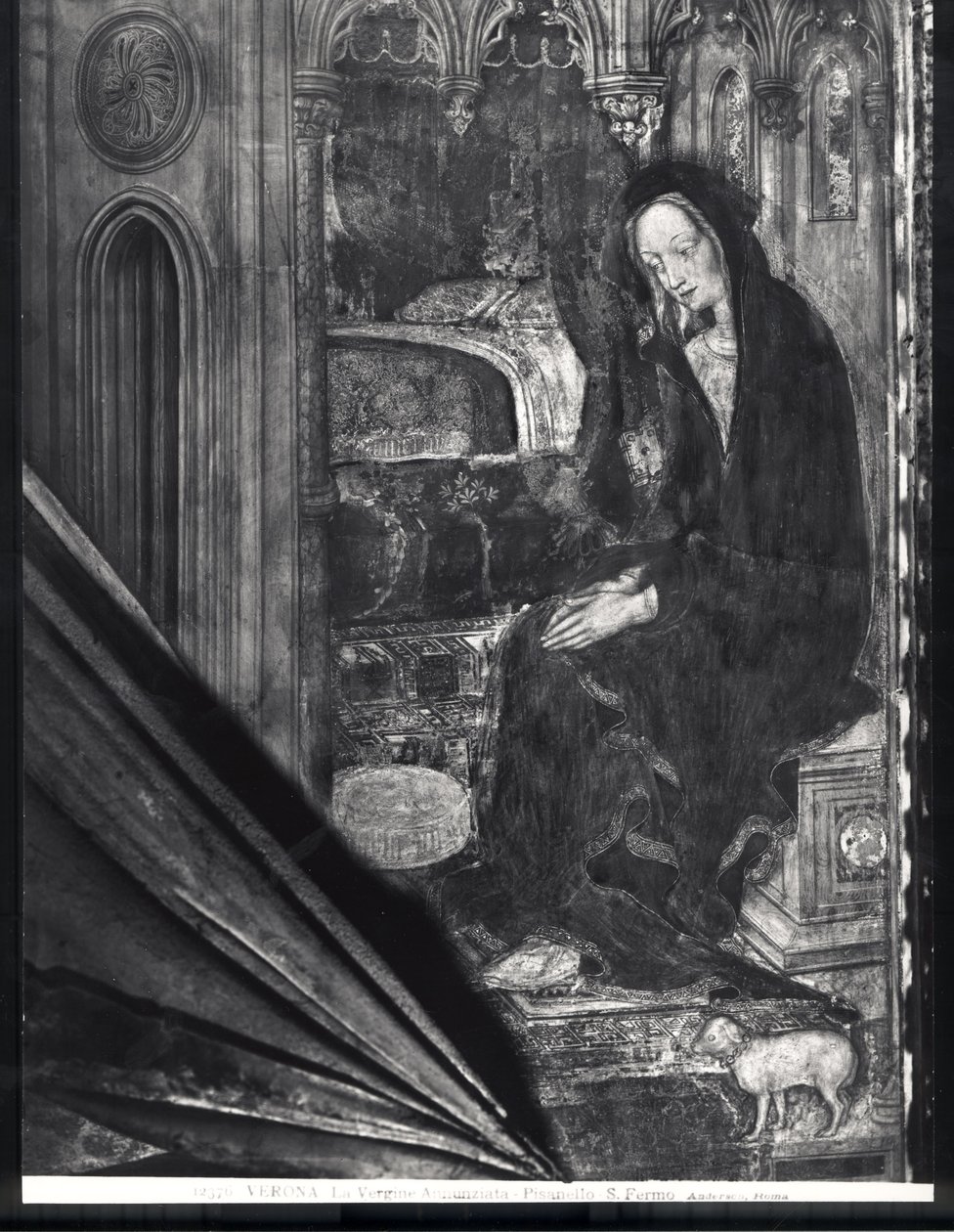 Neitsyt Maria, yksityiskohta julistuksesta tekijältä Antonio Pisanello