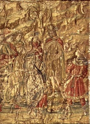 Ang Pagpupulong sa pagitan ni St. John the Baptist at ng Tax Collectors, tapestry na naglalarawan sa buhay ng santo (textile)finn tekijältä Antonio Pollaiuolo