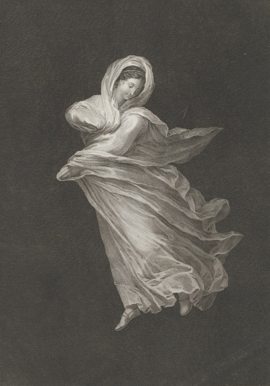 Bacchante, jolla on virtaava verho, katso alas, oikea käsi koukussa ja vasen käsi..., n. 1795-1847. tekijältä Antonio Ricciani