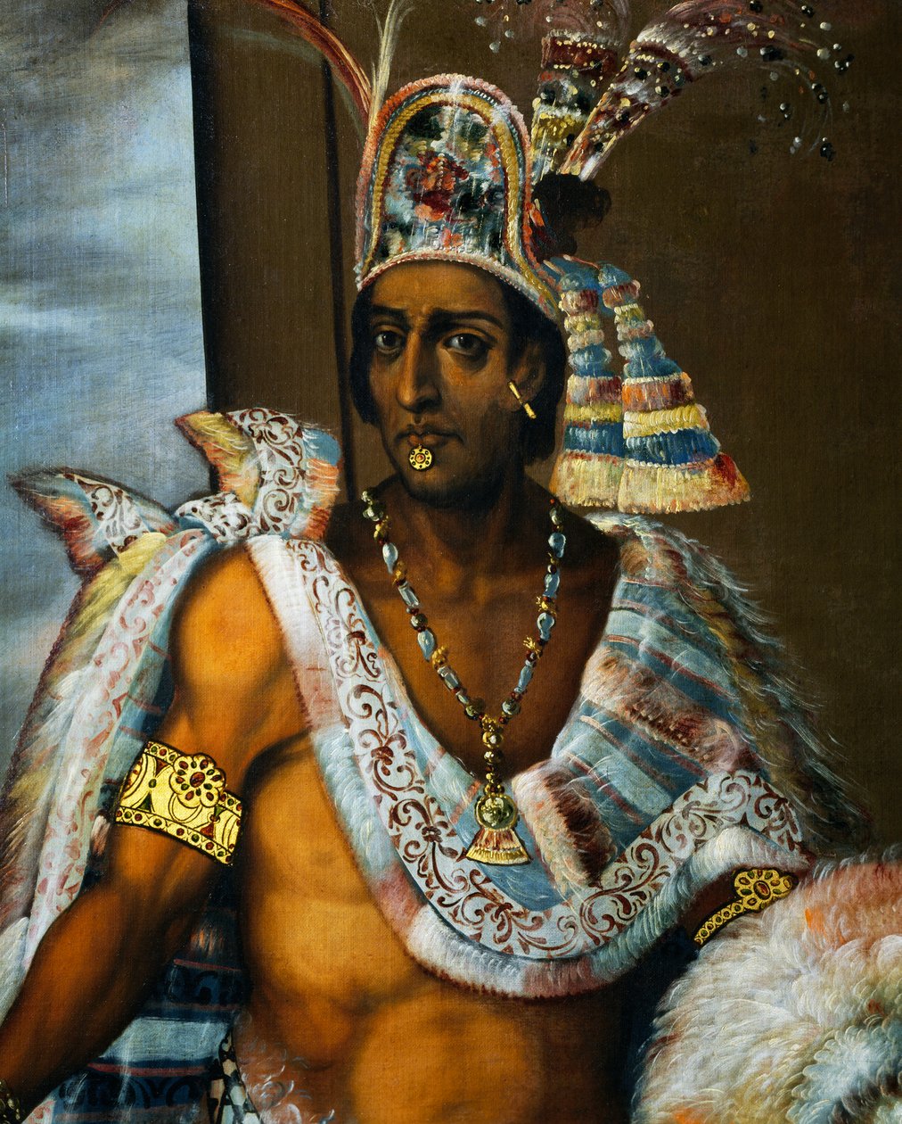 Muotokuva Montezuma II Tenochtitlanista (noin 1466-1520), viimeinen atsteekkien kuningas tekijältä Antonio Rodríguez