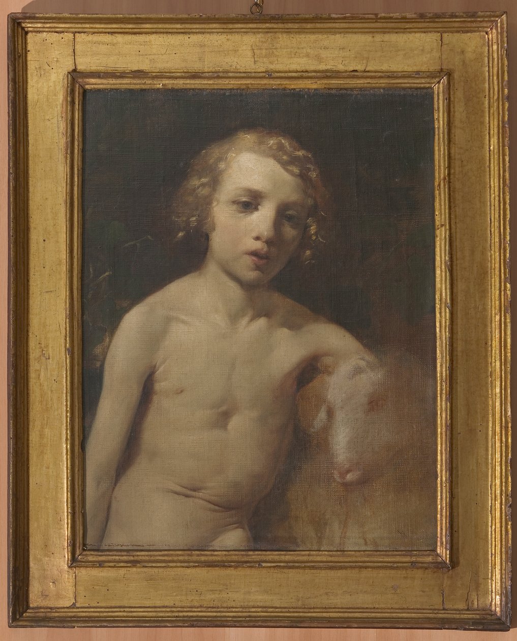 San Giovannino (Infant St. John) (öljy kankaalle) tekijältä Antonio Simonazzi