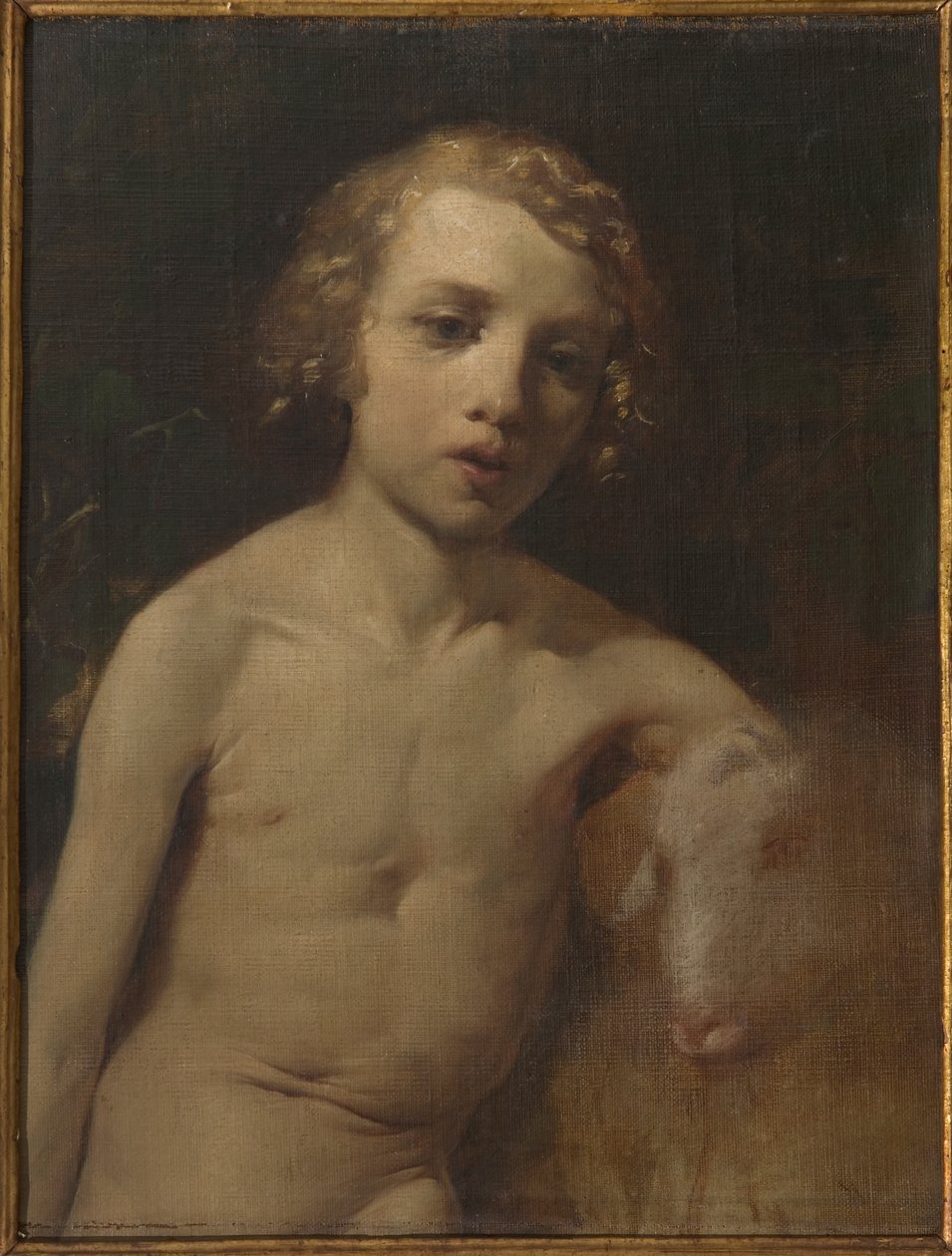 San Giovannino (Infant St. John) (öljy kankaalle) tekijältä Antonio Simonazzi
