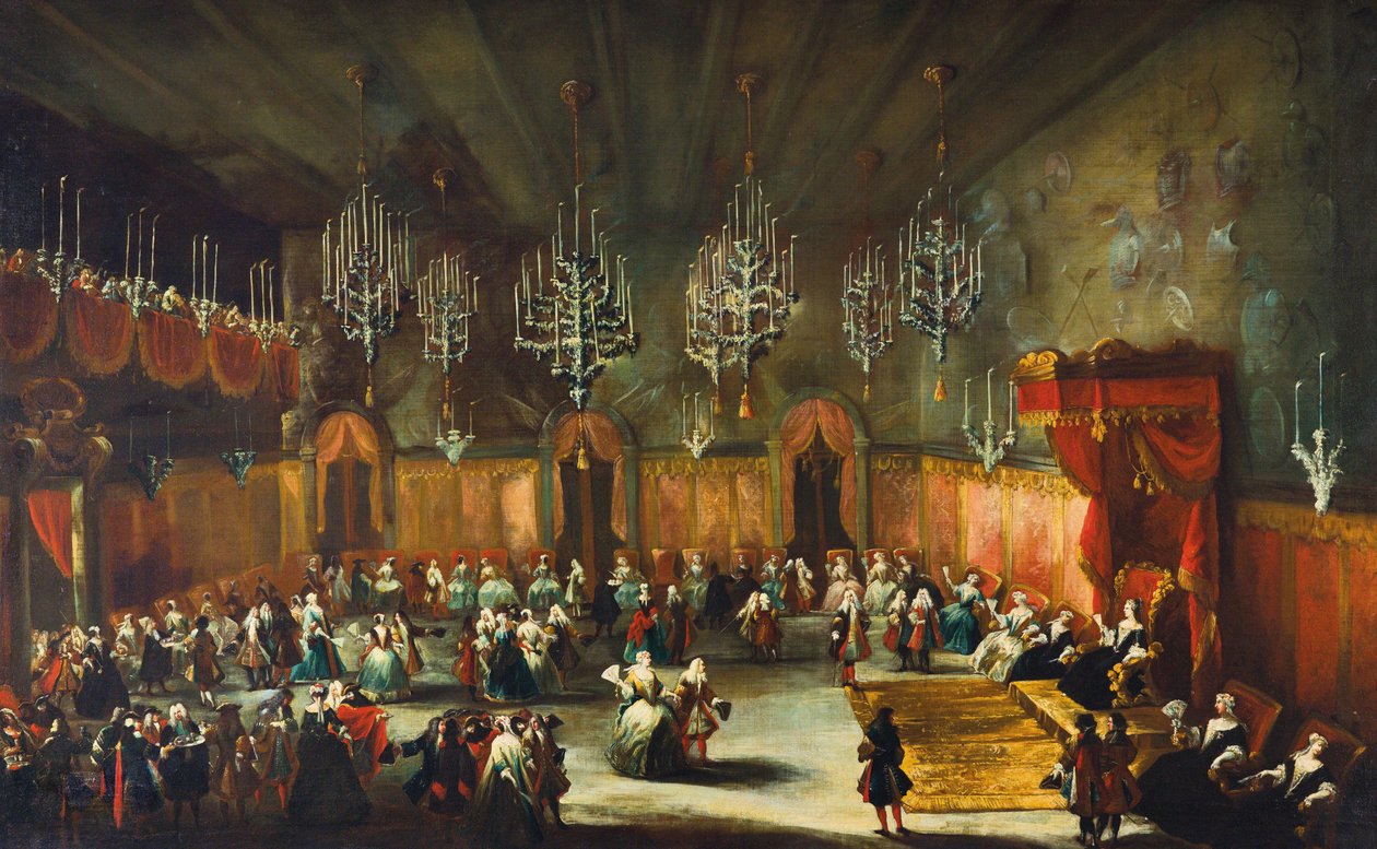 Ball Anna Maria Luisa de Medicin, Pfalzin ruhtinaskunnan, n. 1718-1719. tekijältä Antonio Stom