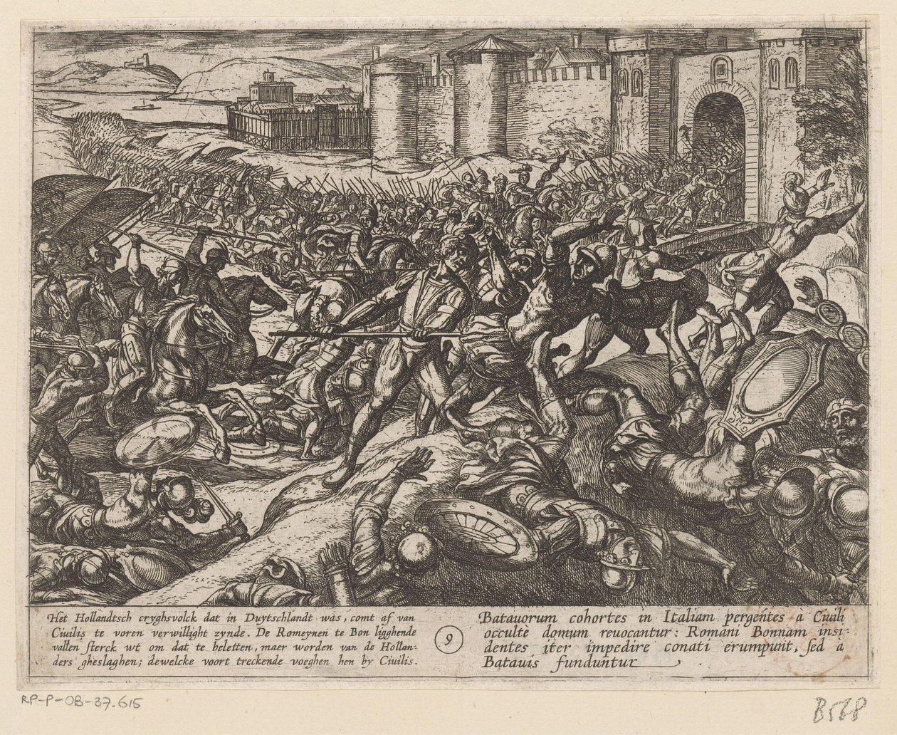 Alankomaiden joukot voittivat roomalaiset Bonnissa Batavian sodat roomalaisia ​​vastaan ​​(sarjan nimi) Batavorum cum Romanis Bellum (sarjan nimi) tekijältä Antonio Tempesta