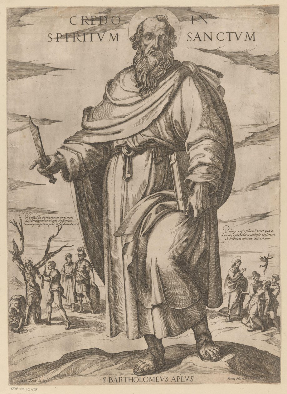 Pyhästä Bartolomeuksesta Uskon Pyhään Henkeen (otsikko esineessä) Kristus, Maria en de apostle (sarjan nimi) tekijältä Antonio Tempesta