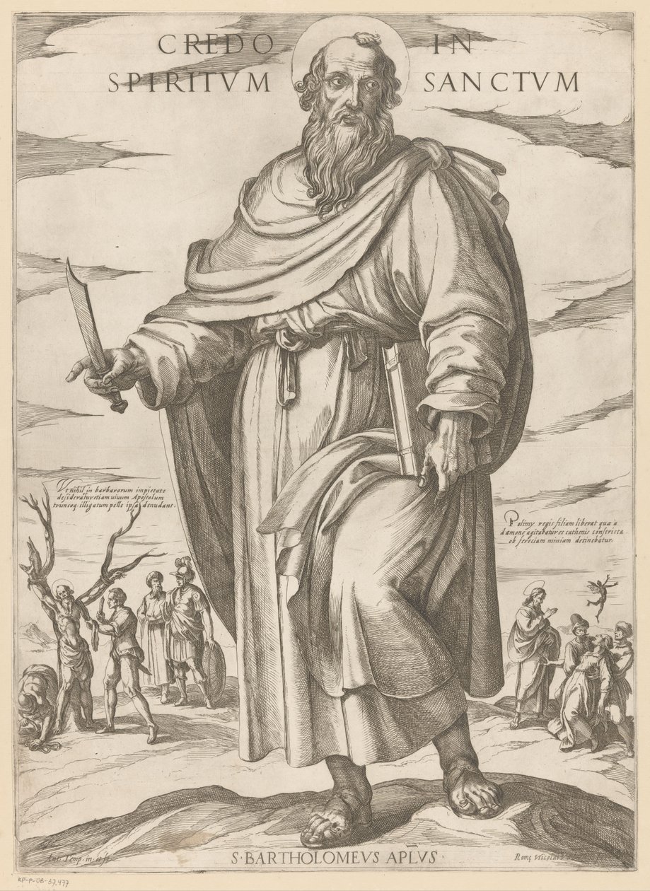 Pyhästä Bartolomeuksesta Uskon Pyhään Henkeen (otsikko esineessä) Kristus, Maria en de apostle (sarjan nimi) tekijältä Antonio Tempesta