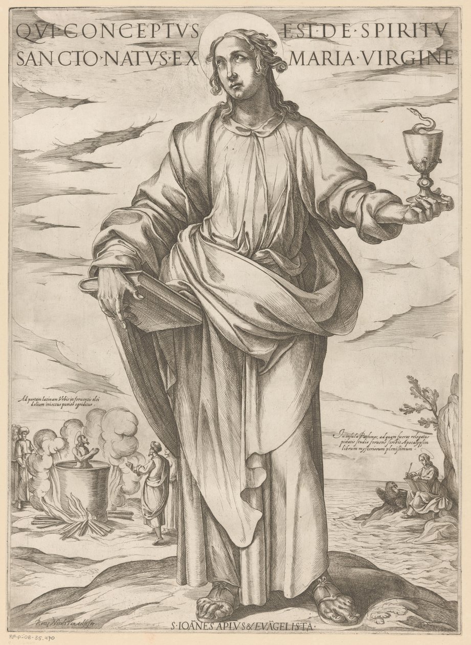 Pyhästä Johanneksesta Joka sikisi Pyhästä Hengestä, syntyi neitsyt Mariasta (otsikko esineessä) Kristus, Maria en de apostle (sarjan nimi) tekijältä Antonio Tempesta