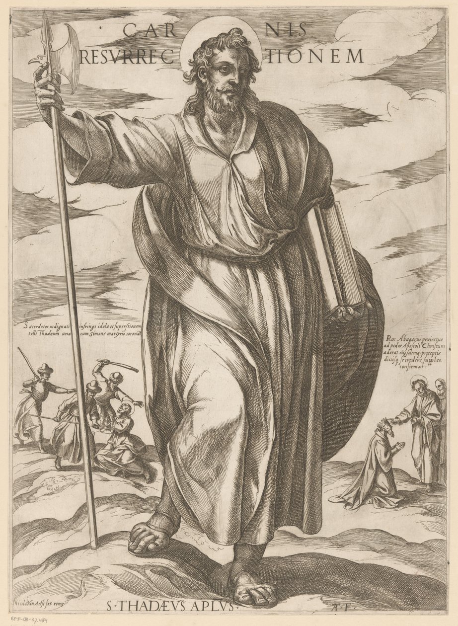 Heilige Judas Taddeus Lihan ylösnousemus (otsikko esineessä) Kristus, Maria en de apostle (sarjan nimi) tekijältä Antonio Tempesta