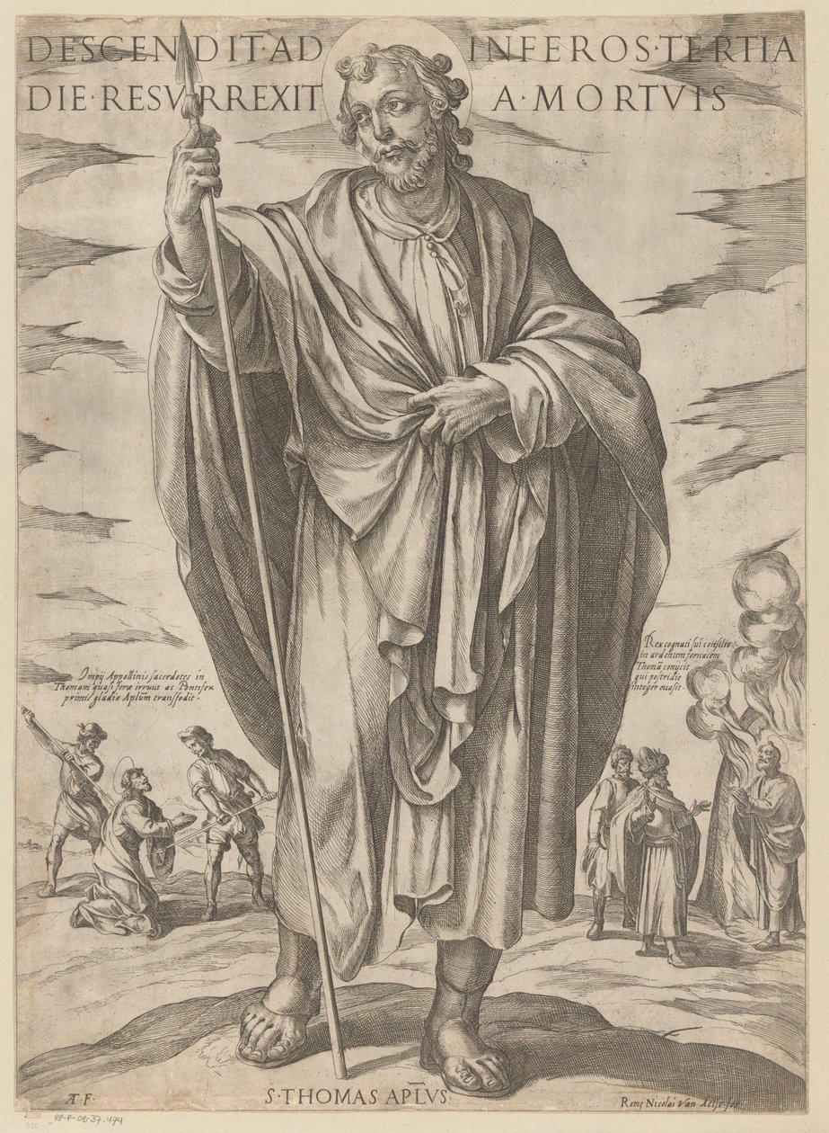 Pyhästä Tuomasta Laskeutui helvettiin, nousi kuolleista kolmantena päivänä (otsikko esineessä) Kristus, Maria en de apostle (sarjan nimi) tekijältä Antonio Tempesta