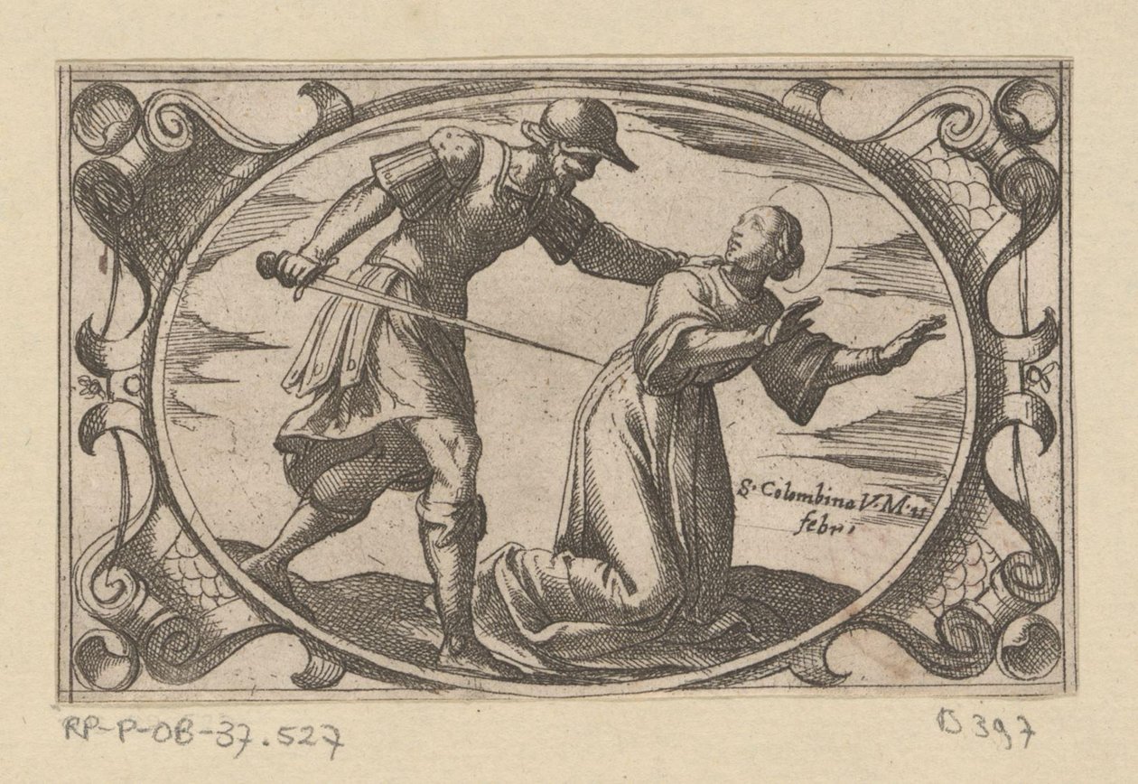 H. Columbina, dochter van H. Austerius Romeinse martelaressen (sarjan nimi) Imagini di moltes vergini Rom marttyyrikuolemassa (sarjan nimi) tekijältä Antonio Tempesta