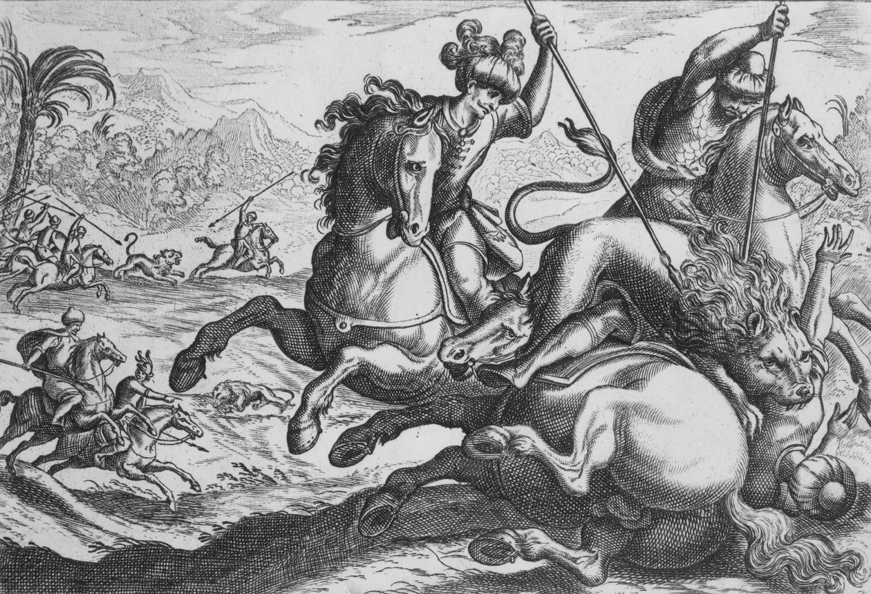 Lion Hunt, elokuvasta "Hunting Scenes IV", 1500-luvun loppu, 1500-luvun loppu. tekijältä Antonio Tempesta