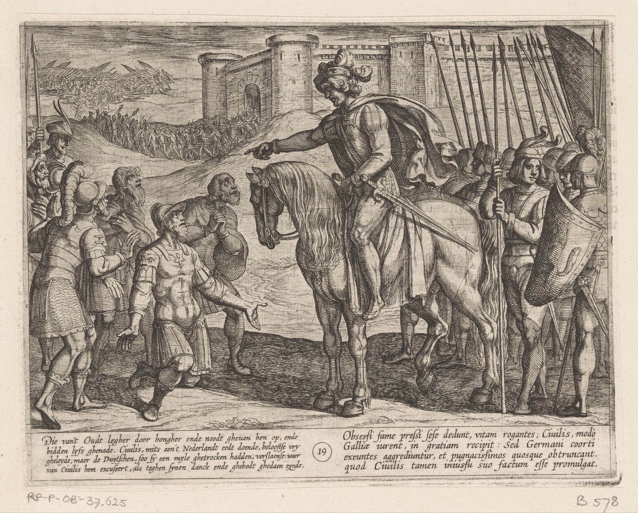 Linnoituksen miehet antautuvat Julius Civilisille Batavian sodat roomalaisia ​​vastaan ​​(sarjan nimi) Batavorum cum Romanis Bellum (sarjan nimi) tekijältä Antonio Tempesta