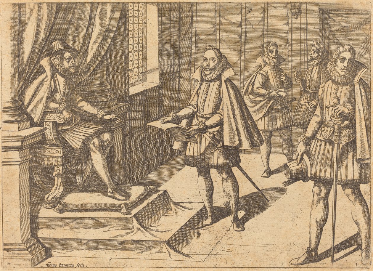 Philip II Espanjan valtaistuimellaan tekijältä Antonio Tempesta