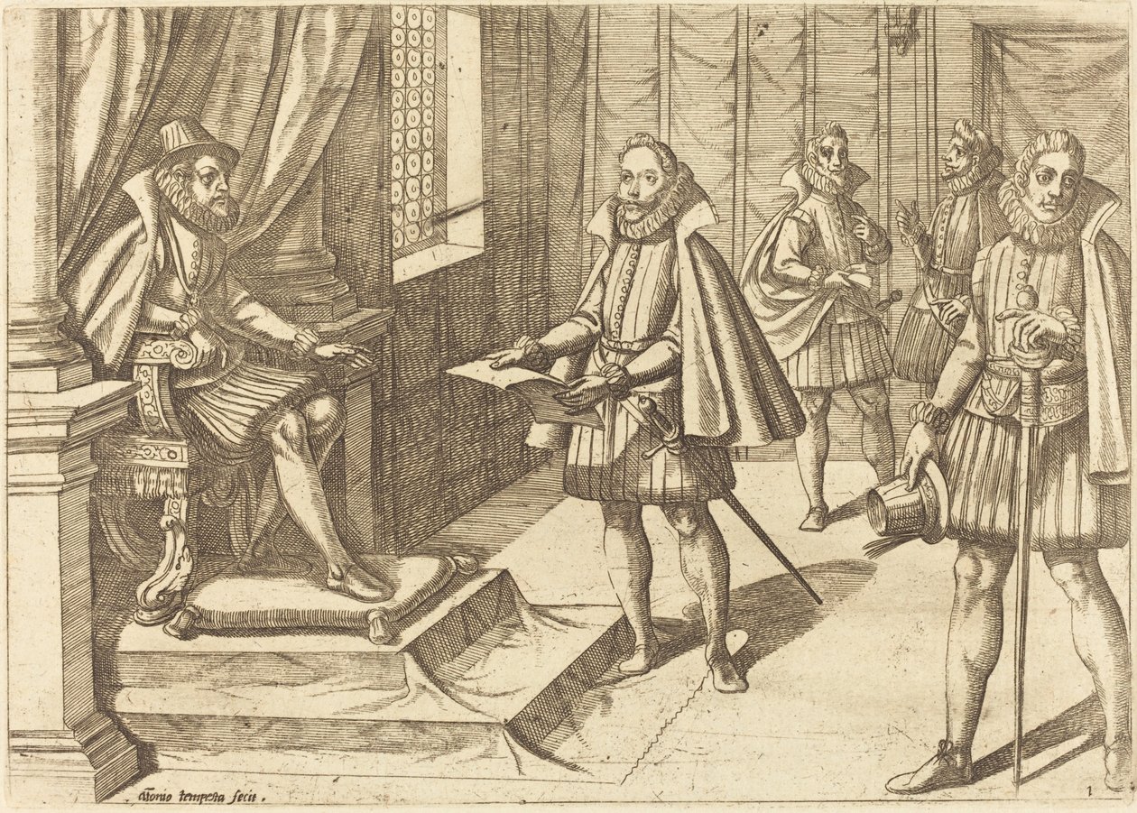 Philip II Espanjan valtaistuimellaan tekijältä Antonio Tempesta