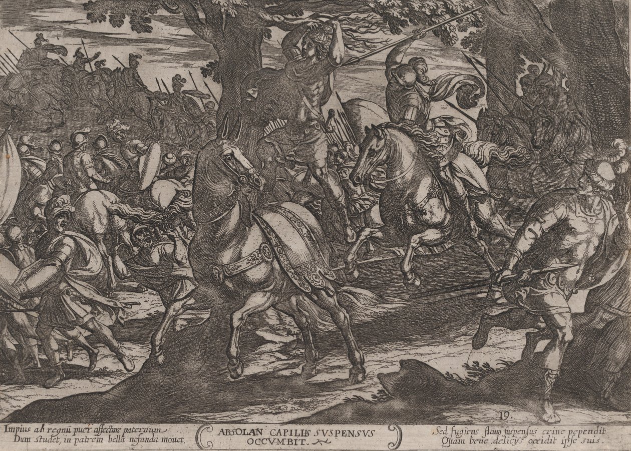 Levy 19: Jaakob tappaa Absalomin, Vanhan testamentin taisteluista, n. 1..., n. 1590-n. 1610. tekijältä Antonio Tempesta