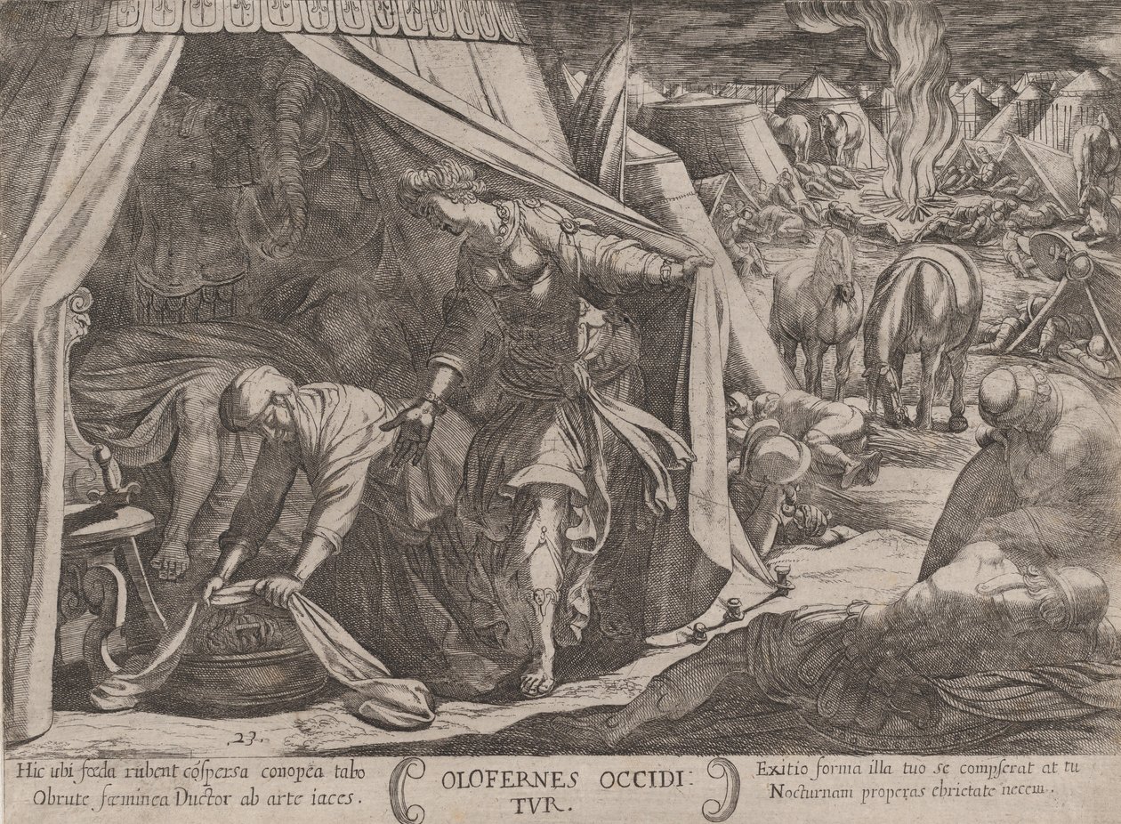 Levy 23: Judith ja Holofernes, Vanhan testamentin taisteluista, noin..., n. 1590-n. 1610. tekijältä Antonio Tempesta