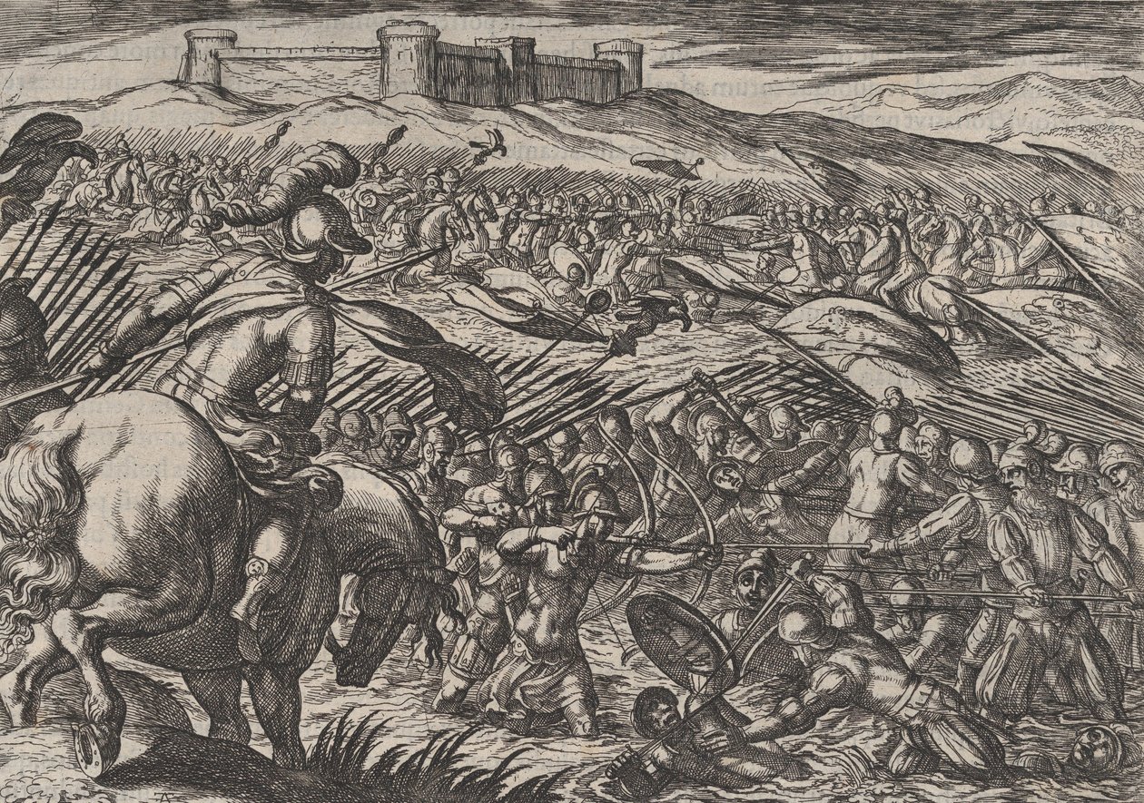Levy 29: Civilis tulvii maan murtamalla patoja puolustavalla tavalla, julkaisusta The War of the R..., 1611. tekijältä Antonio Tempesta