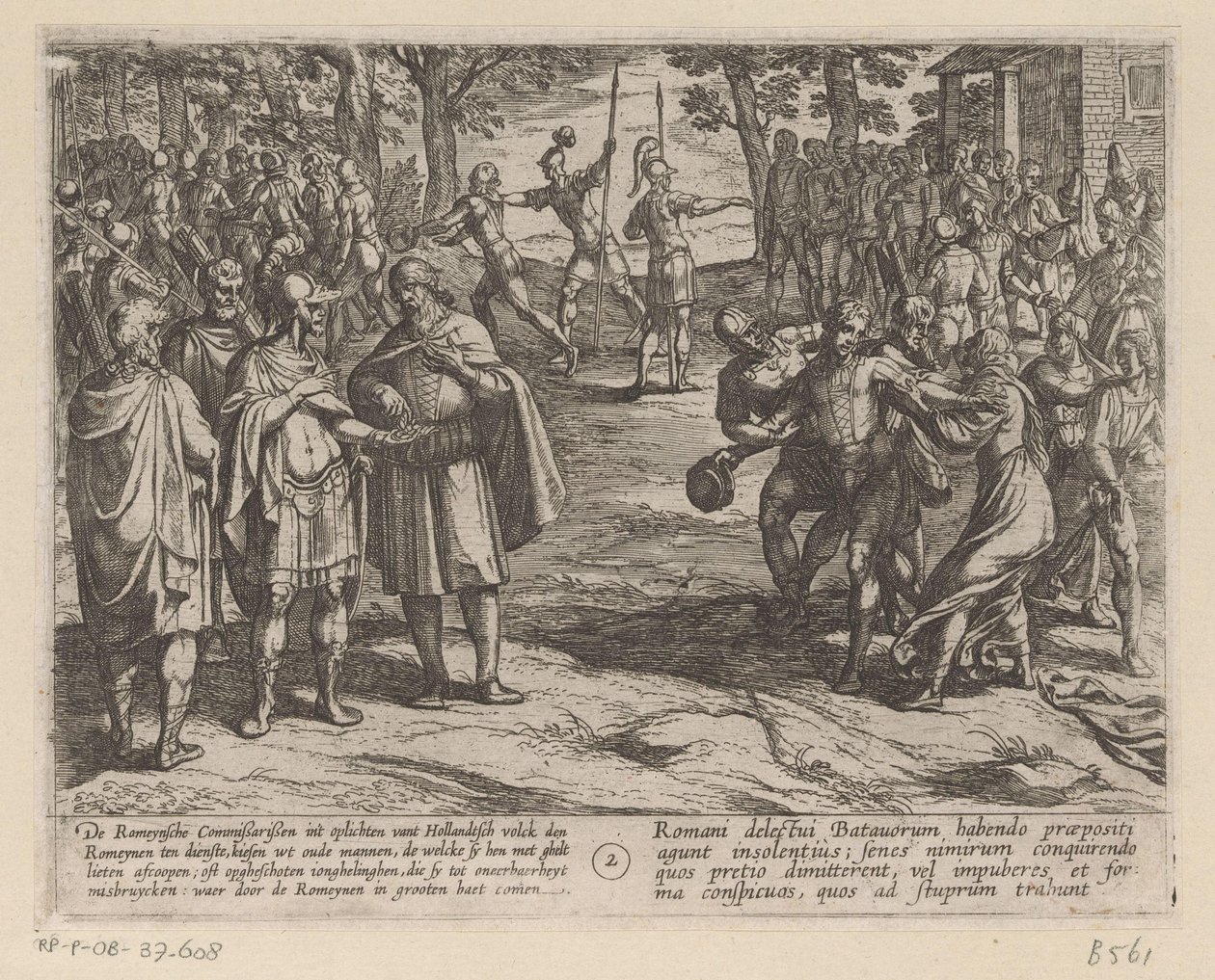 Roomalaiset ostavat nuoret hollantilaiset miehet hollantilaisilta vanhuksilta Batavian sodat roomalaisia ​​vastaan ​​(sarjan nimi) Batavorum cum Romanis Bellum (sarjan nimi) tekijältä Antonio Tempesta
