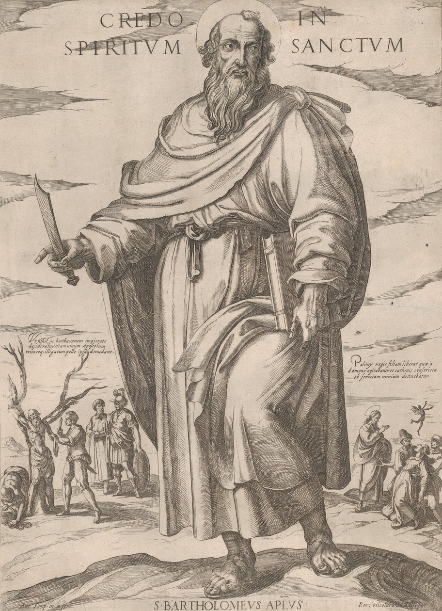 St. Bartholomew sarjasta "Kristus, Maria ja apostolit", n. 1590-n. 1610. tekijältä Antonio Tempesta