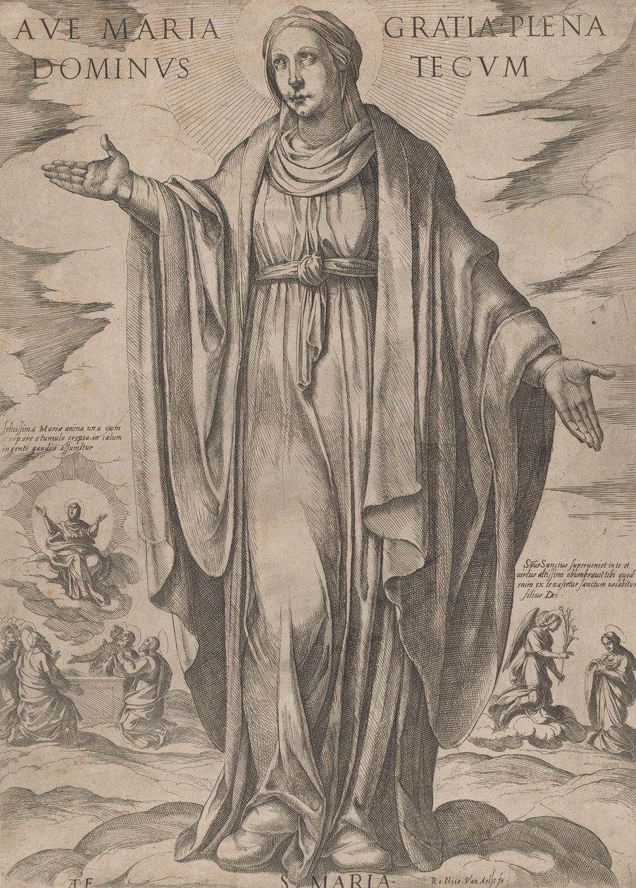 Neitsyt kirjasta "Kristus, Maria ja apostolit", n. 1590-n. 1610. tekijältä Antonio Tempesta