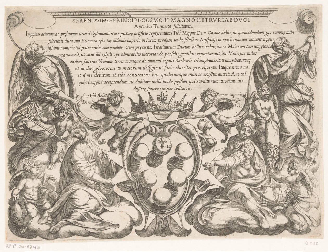 Otsikkopainatus, jossa Cosimo II de