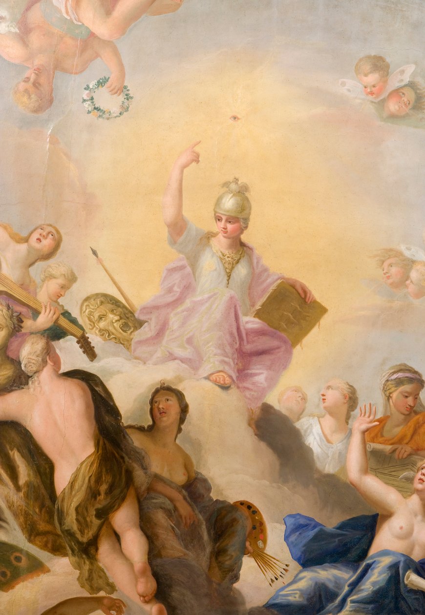 Minerva, jota ympäröivät taiteet ja tieteet, yksityiskohta The Banqueting Housesta tekijältä Antonio Verrio