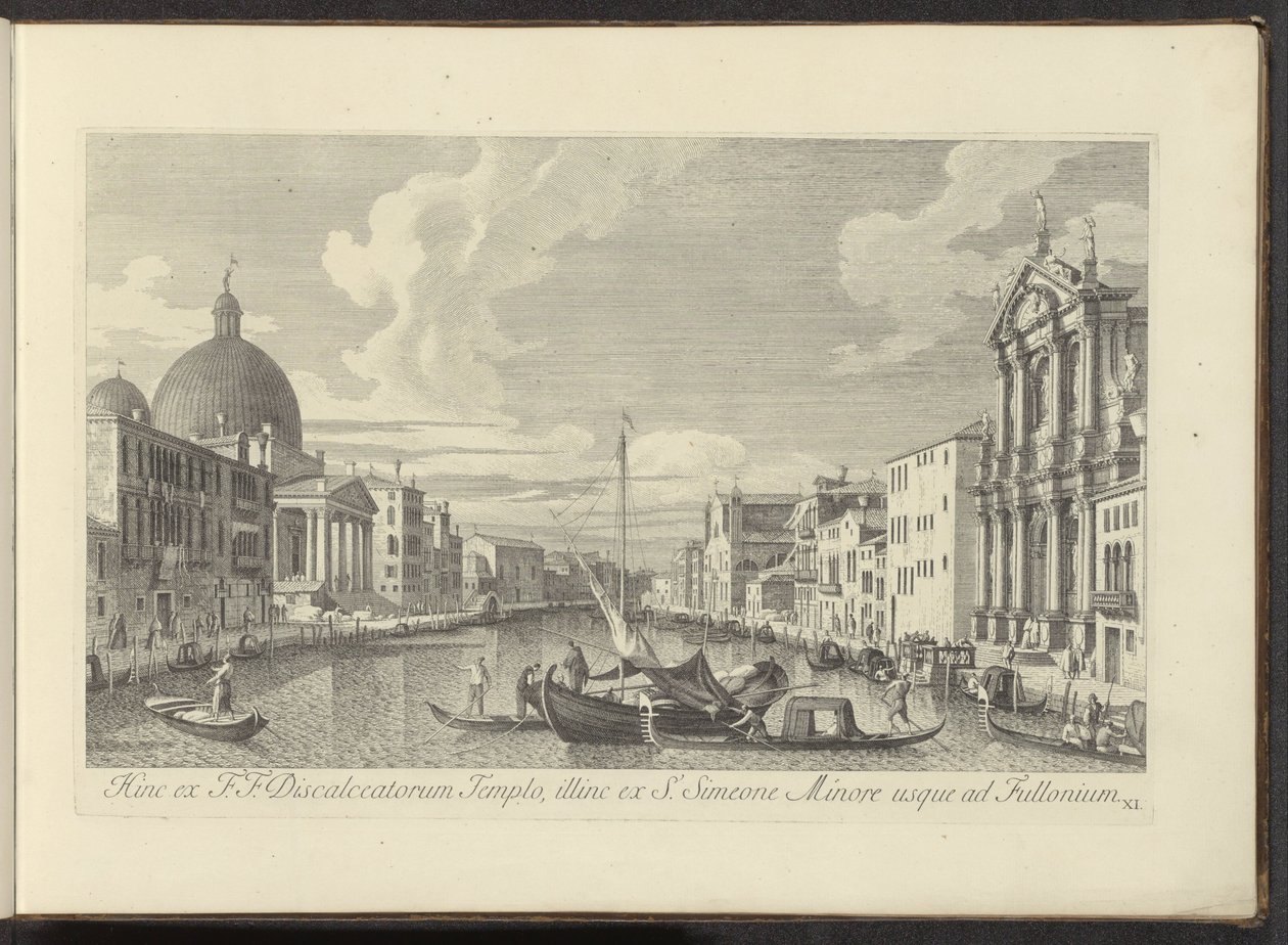 Gezicht op het Canal Grande, de Santa Maria di Nazareth ja de San Simeone Piccolo te Venetië Tästä syystä F.F. Laskeutuneiden temppeli, S. Simeon Minorista Fulloniumiin (otsikko esineessä) Kuuluisimmat näkymät Venetsian kaupunkiin Antonius-kanavalta tekijältä Antonio Visentini