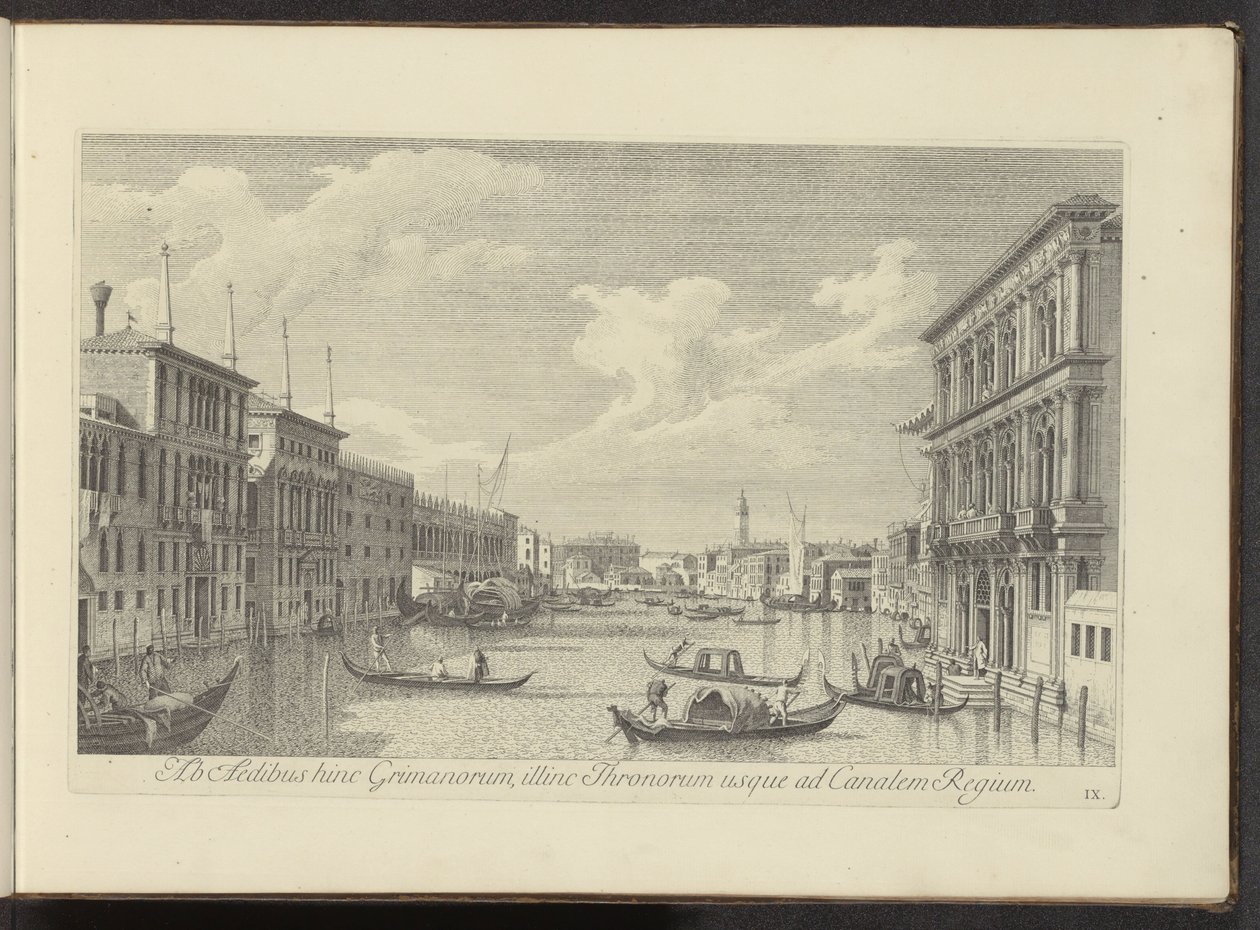Gezicht op het Canal Grande ja Palazzo Vendramin-Calergi te Venetië Grimaanien taloista tällä puolella, Thronesin talolta kuninkaalliseen kanavaan asti (otsikko esineessä) Kuuluisempia näkymiä Venetsian kaupunkiin Antonius Canal 38 -paneeleista, jotka Anto tekijältä Antonio Visentini
