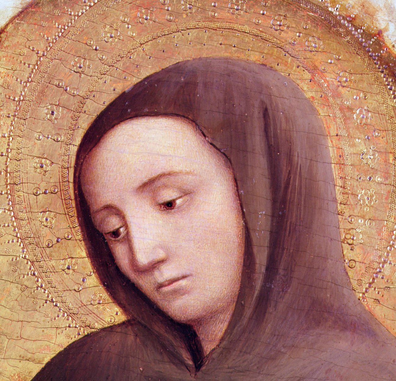 Pyhän Hieromuksen alttaritaulun pyhimyksen pää, 1441 (tempera taulussa) (yksityiskohta) tekijältä Antonio Vivarini