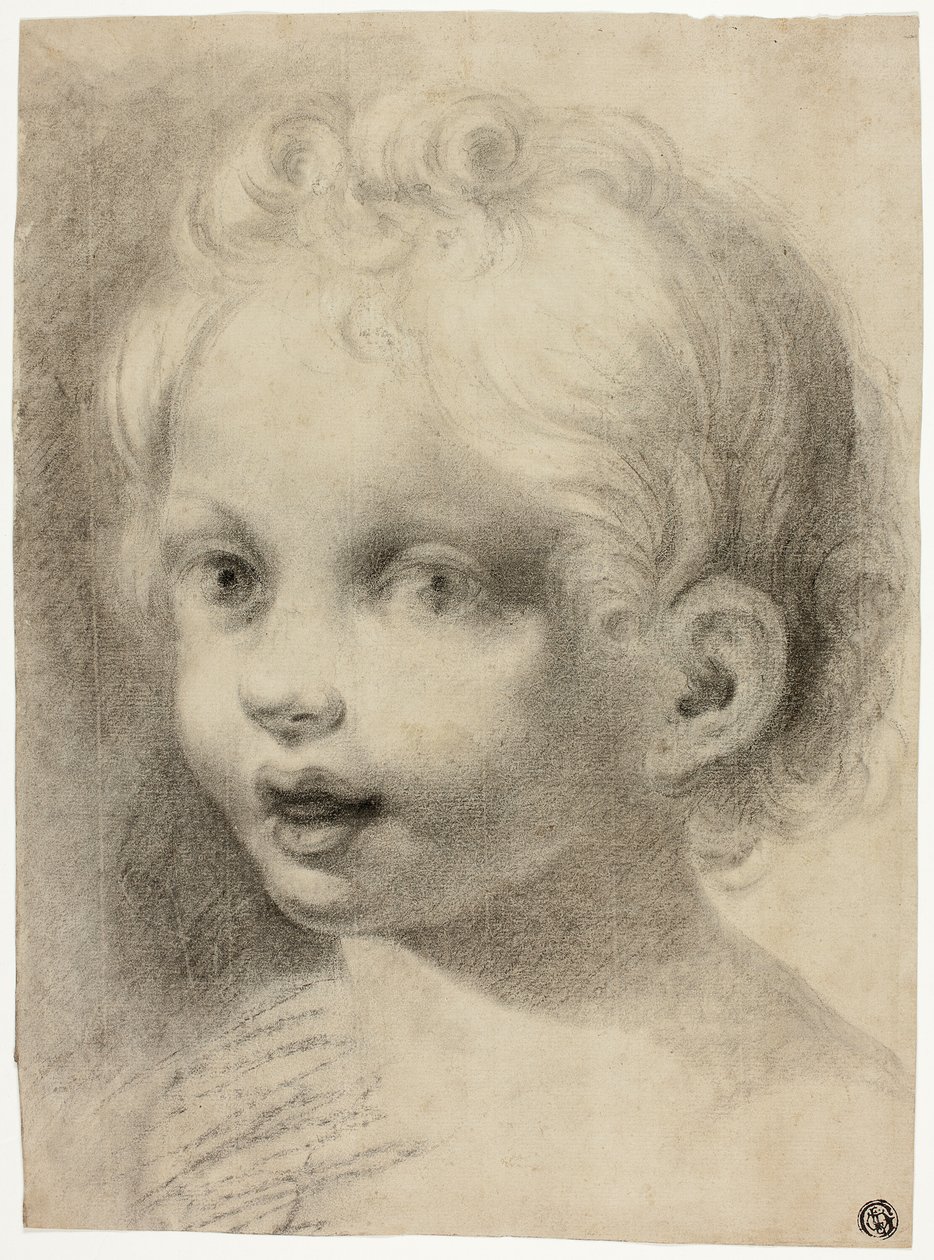 Lapsen pää (Recto) Alaston mieshahmo (Verso) tekijältä Antonio da Correggio