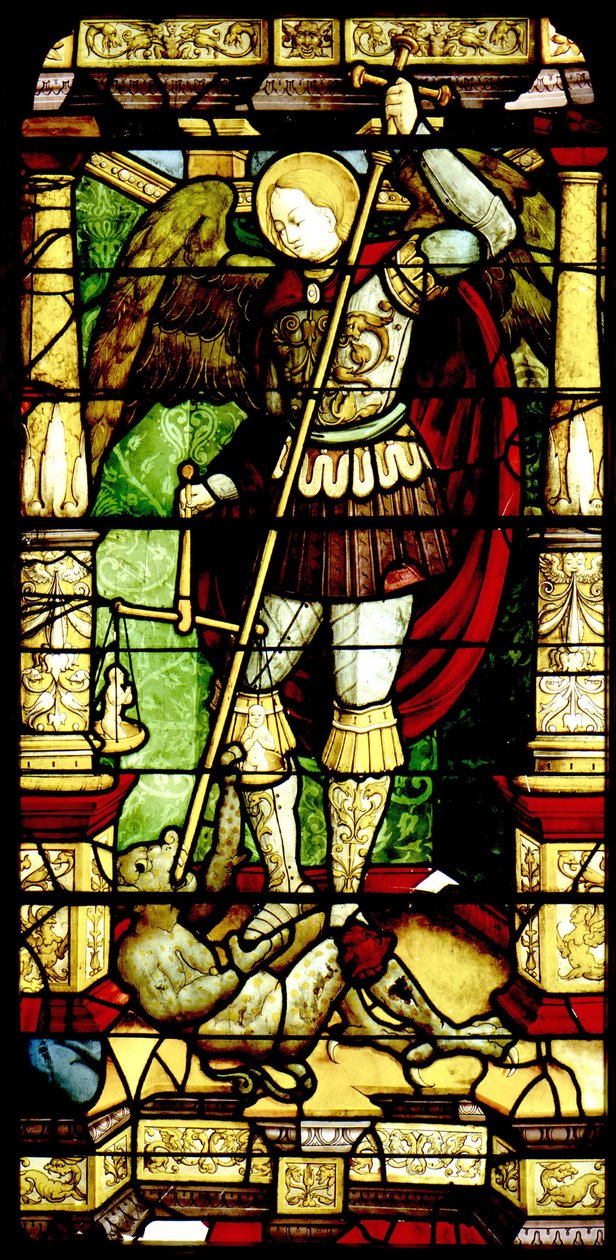 Lasimaalaus St.Michael Weighing Soulsin kanssa tekijältä Antonio da Pandino