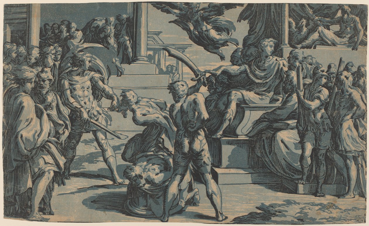 Pyhien Pietarin ja Paavalin marttyyrikuolema, n. 1530. tekijältä Antonio da Trento