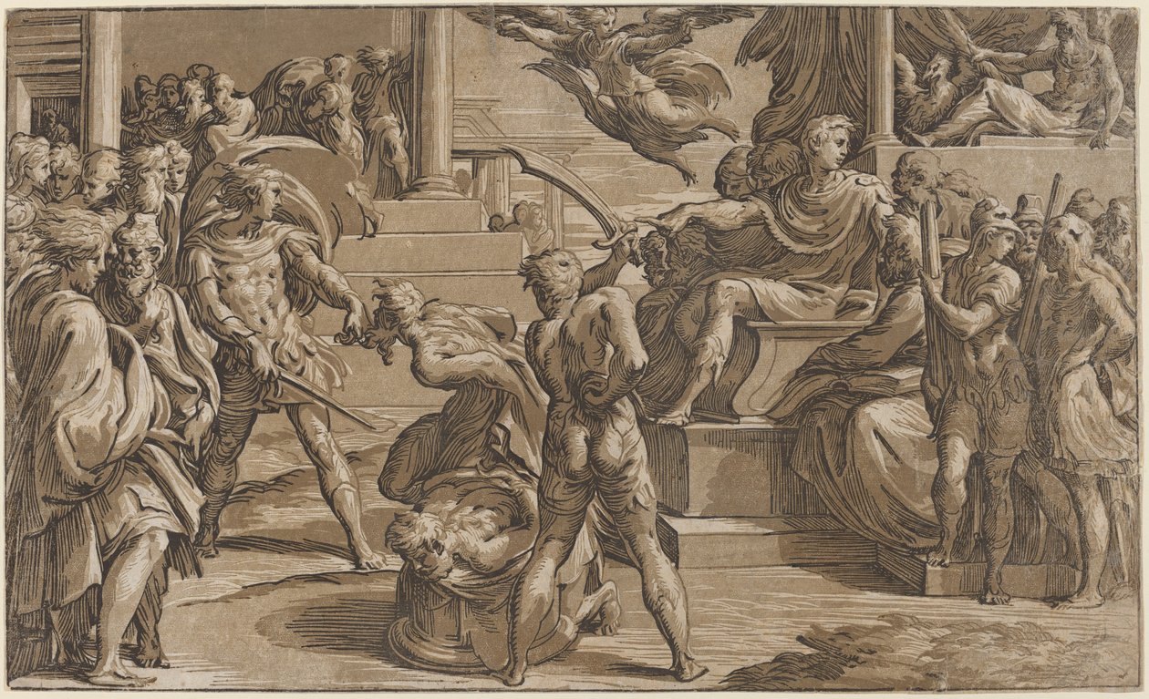 Pyhien Pietarin ja Paavalin marttyyrikuolema, n. 1530. tekijältä Antonio da Trento