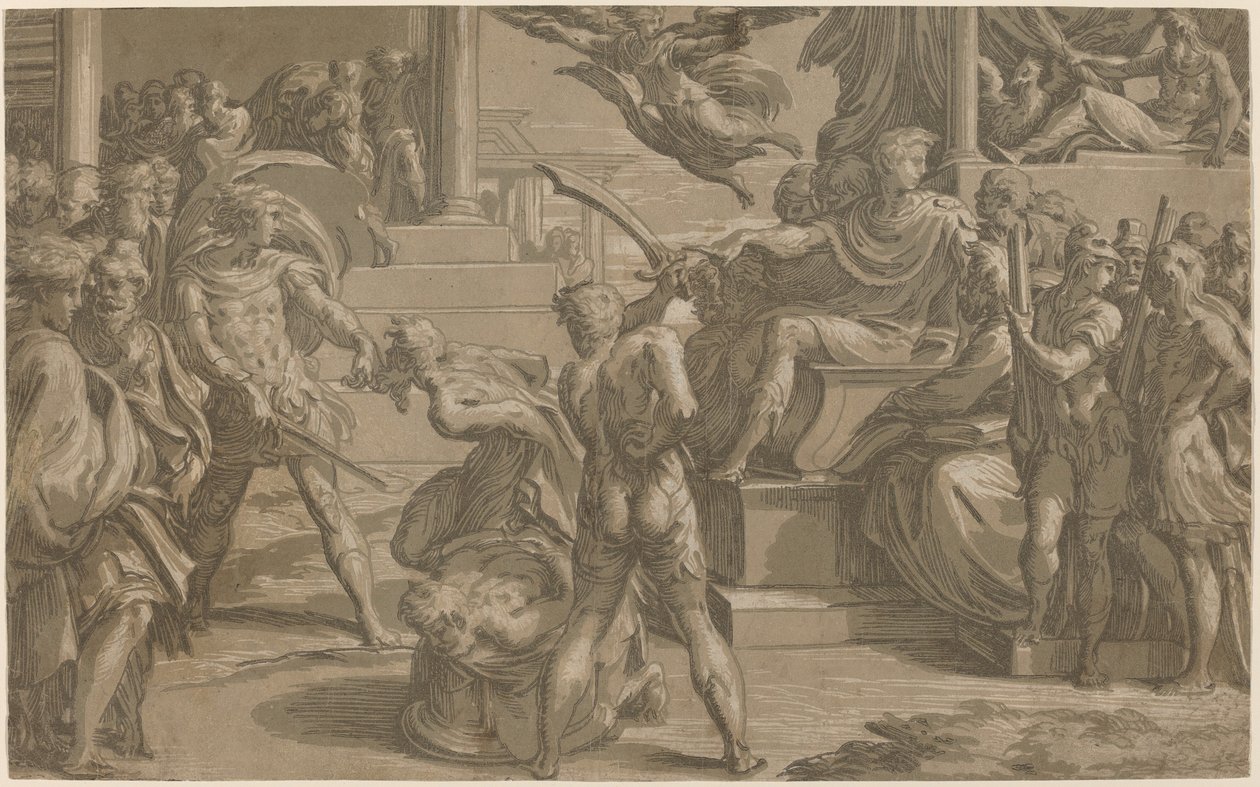 Pyhien Pietarin ja Paavalin marttyyrikuolema [recto], n. 1530. tekijältä Antonio da Trento