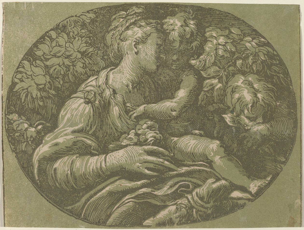 Neitsyt ruusun kanssa tekijältä Antonio da Trento after Parmigianino