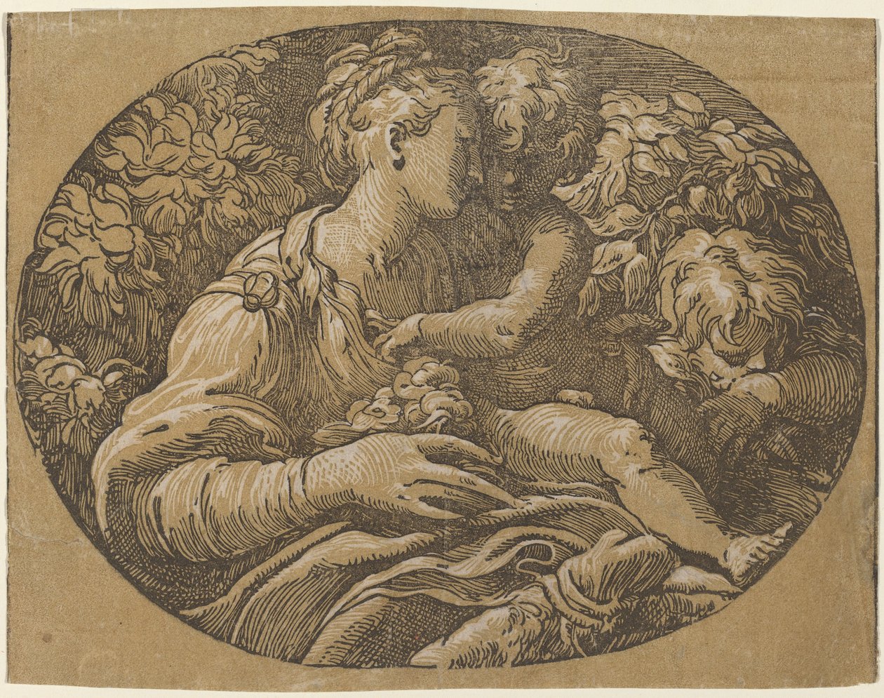 Neitsyt ruusun kanssa tekijältä Antonio da Trento after Parmigianino