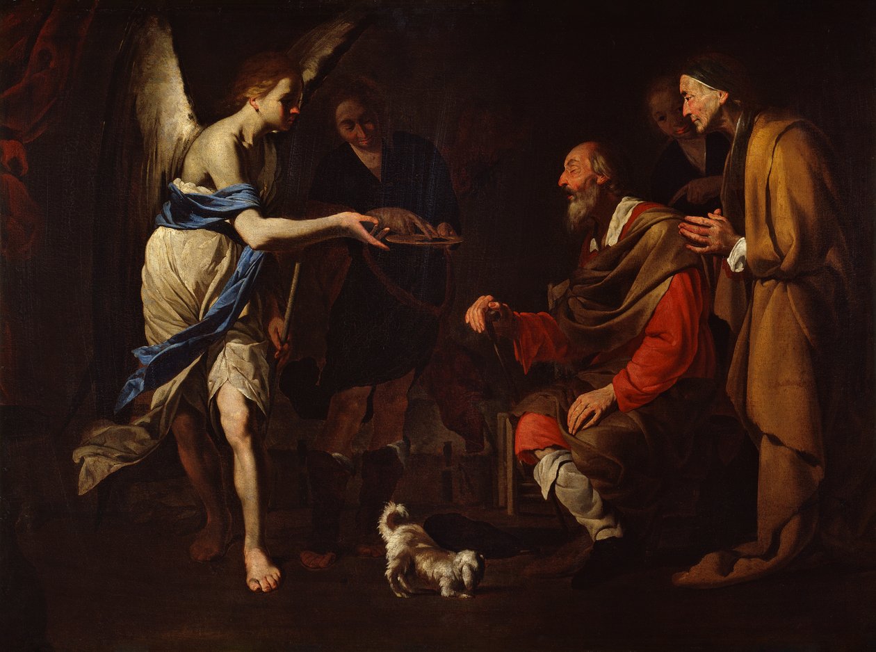Tobiaksen parantaminen, noin 1600-50 (öljy kankaalle). tekijältä Antonio de Bellis