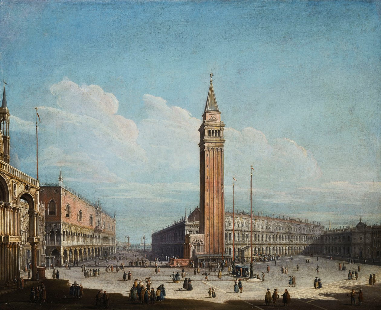 Piazza San Marco ja Piazzetta, Venetsia, katsoen lounaaseen, 1741 tekijältä Antonio de dipi Joli
