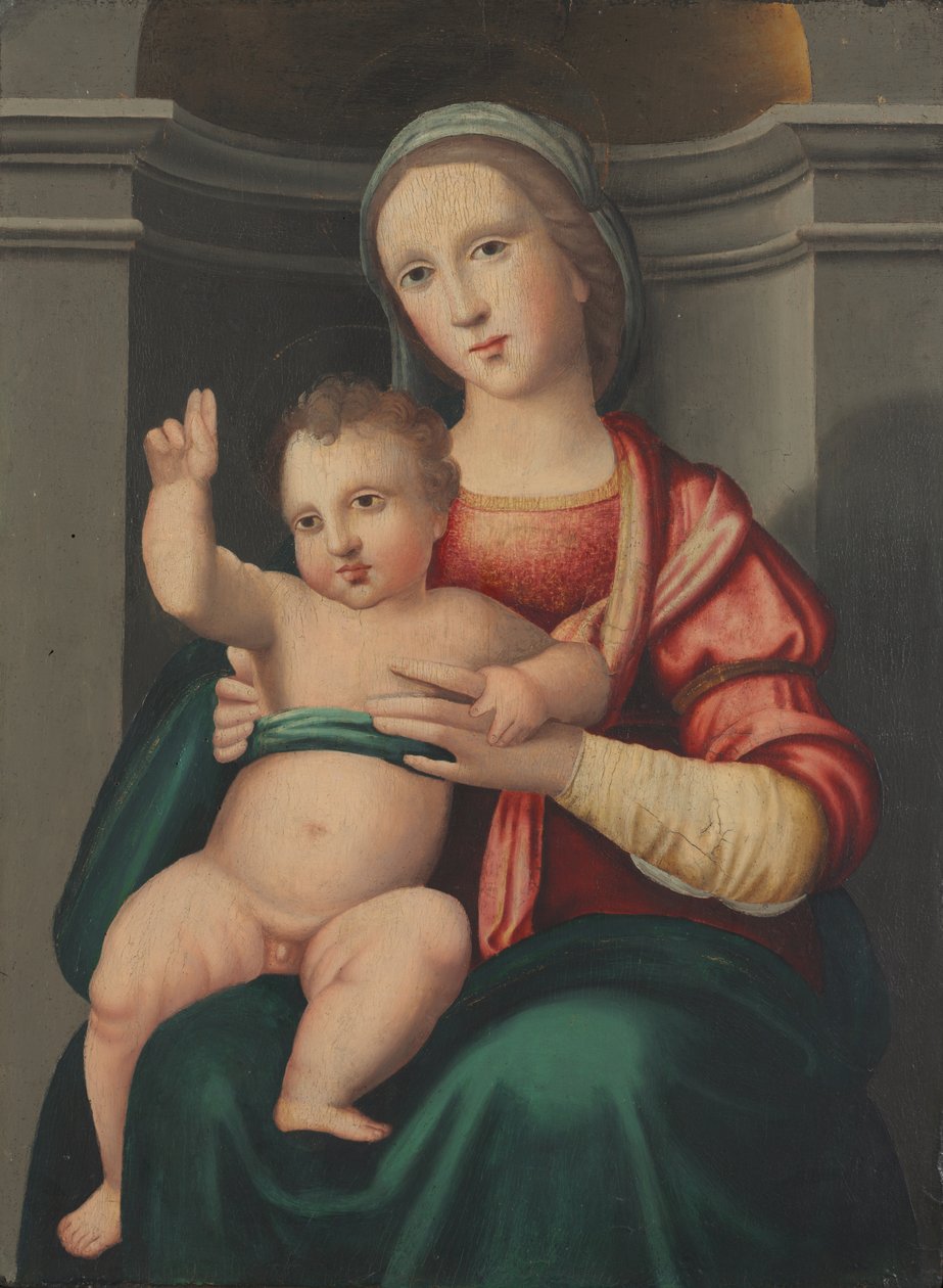 Madonna ja lapsi markkinarakossa, n. 1520-luku (öljy puulle) tekijältä Antonio del Ceraiolo