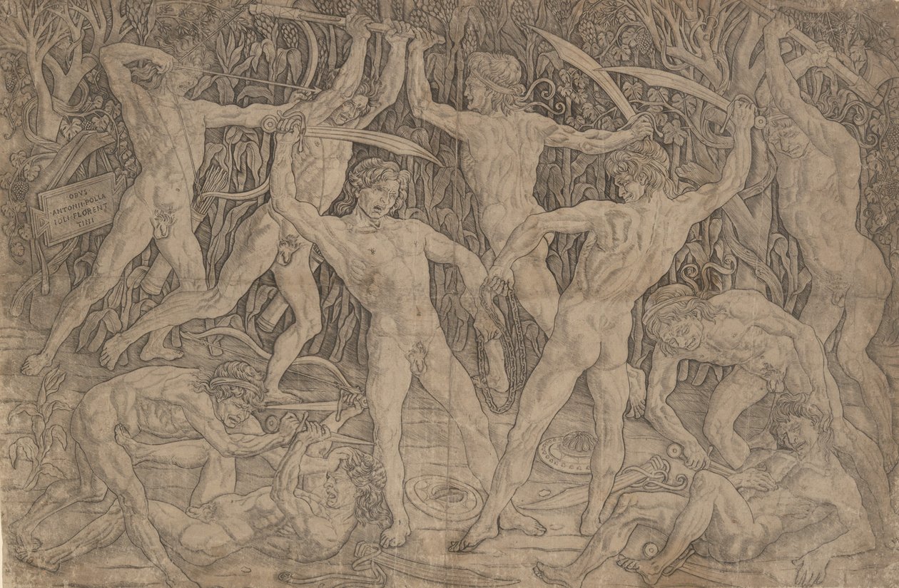 Alaston miesten taistelu, n. 1470-90, n. 1470-90. tekijältä Antonio Pollaiuolo