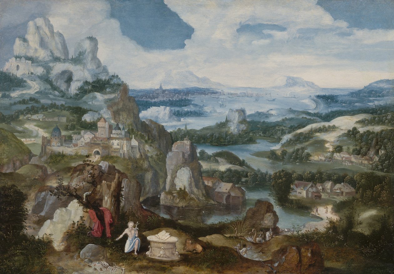 Maisema katuvan Pyhän Hieromuksen kanssa, 1530-40 tekijältä Antwerp School