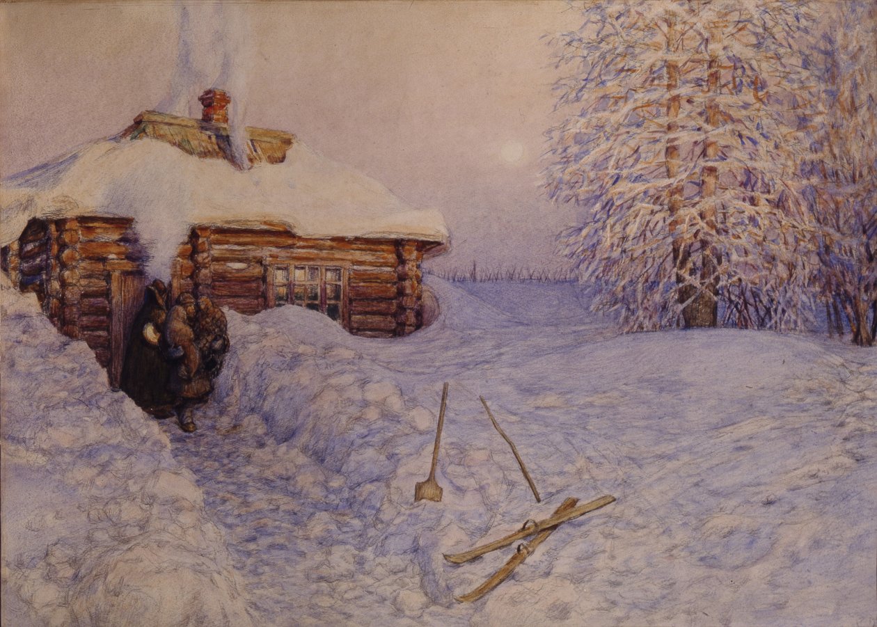 Banya talvella, 1919 tekijältä Apollinari Mikhailovich Vasnetsov