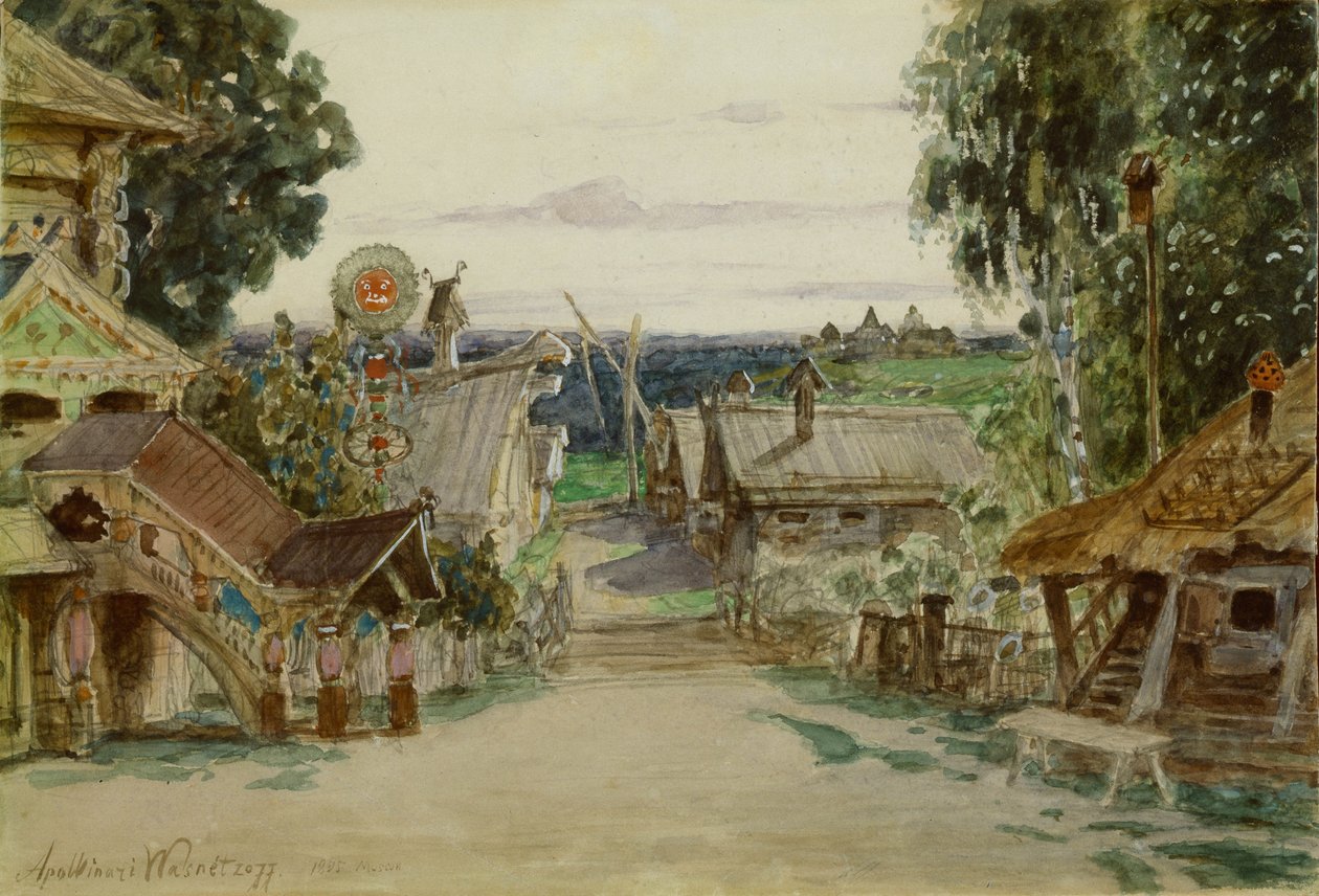 Berendejevka. Lavastus N. Rimski-Korsakovin oopperaan Snow Maiden, 1895 tekijältä Apollinari Mikhailovich Vasnetsov