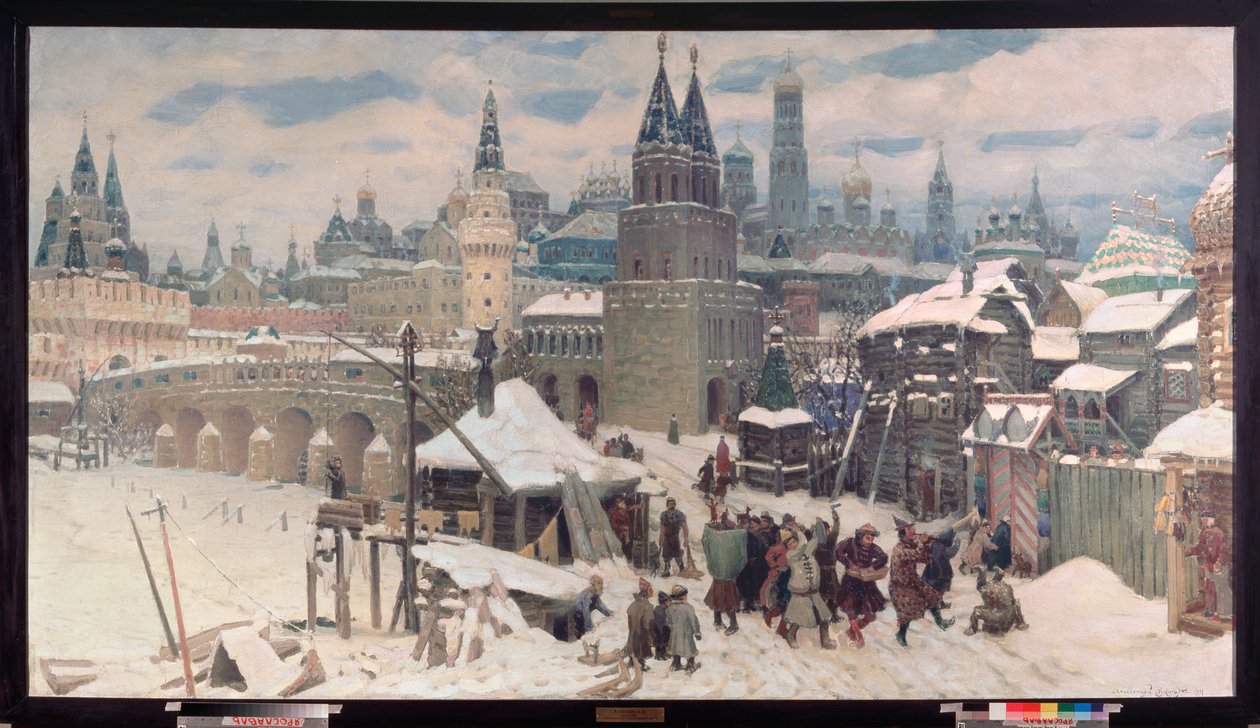 Moskova 1600-luvulla, Kaikkien pyhien silta - Appolinari Mikhaylovich Vasnetsovin (1856-1933) maalaus, öljy kankaalle tekijältä Apollinari Mikhailovich Vasnetsov