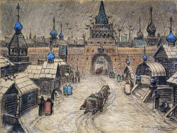 Vanha Moskova, 1908 (hiili ja wc kortilla) tekijältä Apollinari Mikhailovich Vasnetsov