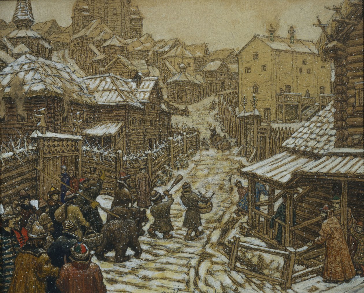 Karhun kouluttajat. Vanha Moskova, 1911 tekijältä Apollinari Mikhailovich Vasnetsov