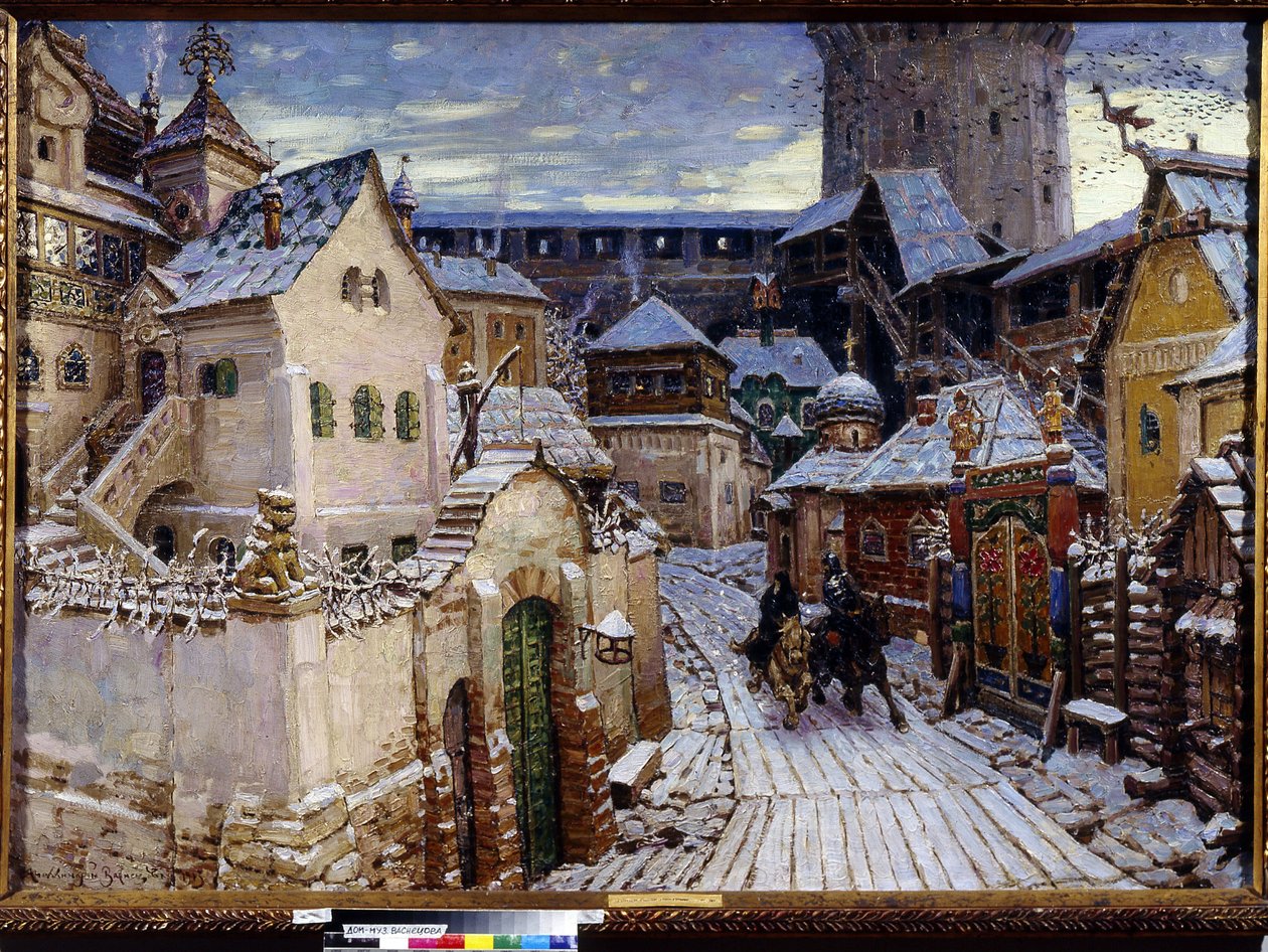 Ilmoitus. Aamu Moskovan Kremlissä. (Heralds. Aamulla Kremlissä). Appolinari Mikhaylovich Vasnetsovin (1856-1933) maalaus öljy kankaalle tekijältä Apollinari Mikhailovich Vasnetsov