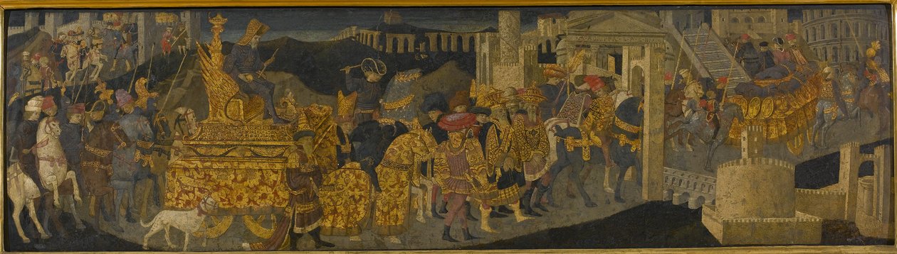 Scipio Africanuksen voitto (tempera kultaa ja hopeaa paneelissa) tekijältä Apollonio (studio of) & Marco del Buono (1402 89)