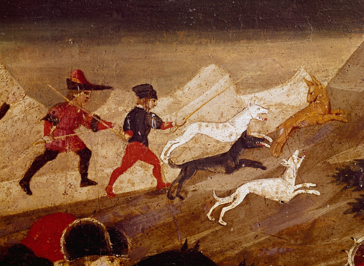 Griseldan tarina, Apollonio di Giovannin (n. 1417 tai 1415-1465) maalaus 1400-luvun puolivälistä, tempera puulle, 38x165 cm., Yksityiskohta tekijältä Apollonio di Giovanni di Tommaso